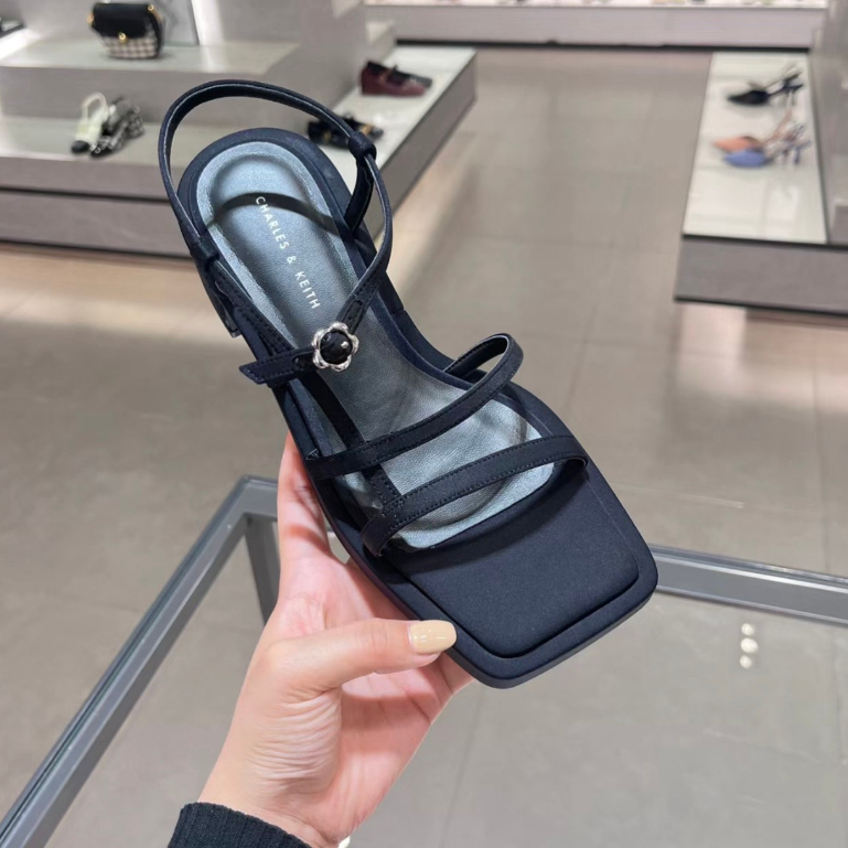 Sandal CK nữ quai mảnh gót vuông đế cao 5cm hàng Fullbox mẫu mới hè 2023