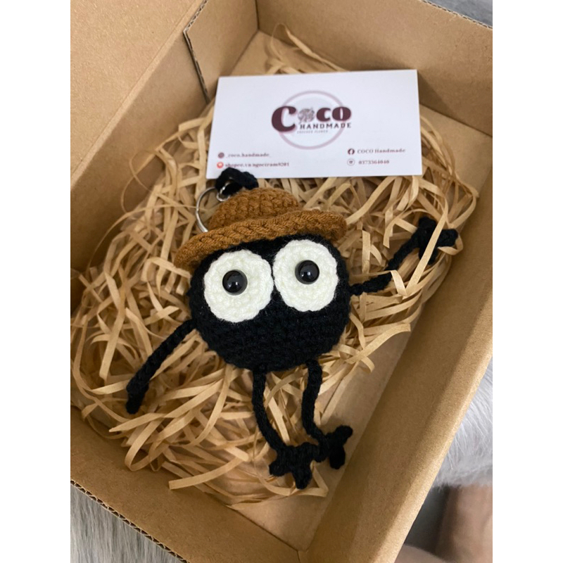 Móc khoá bé bồ hóng ghibli bằng len màu đen ,móc khoá len,móc len theo yêu cầu