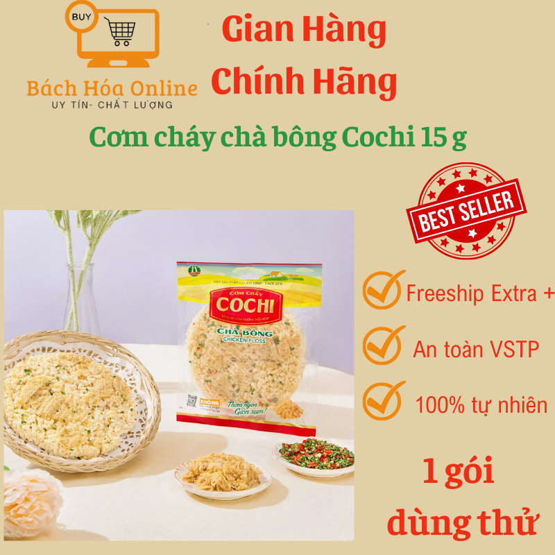 Cơm cháy chà bông Cochi gói 15 g, Cơm cháy chà bông đặc sản Ninh Bình.