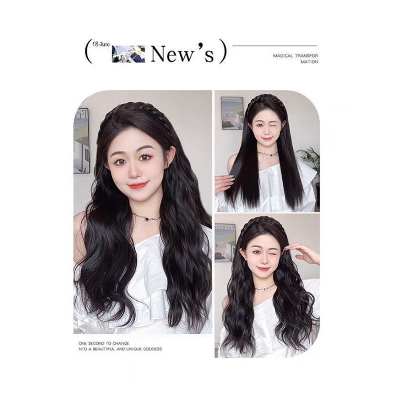 Tóc Giả Cài Băng Đô Xoăn Xù Thẳng Tết Bính Tơ Cao Cấp New