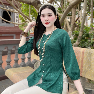 Bộ Pháp phục đi chùa chất liệu lụa gấm