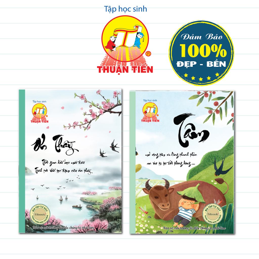 Tập sinh viên Thư Pháp Thuận Tiến-200 trang (5 quyển/lốc)-kẻ ngang-70gsm