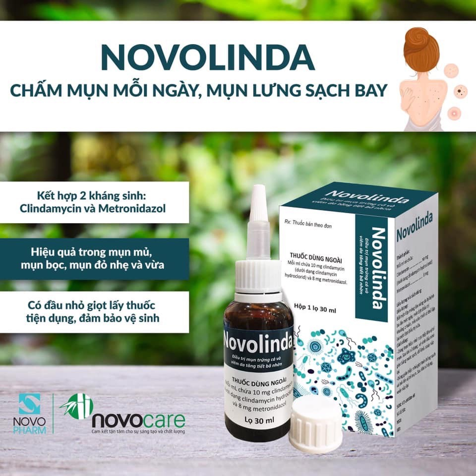 Bôi chấm mụn NOVOLINDA - Hết mụn trứng cá, mụn mủ, viêm da tiết bã nhờn
