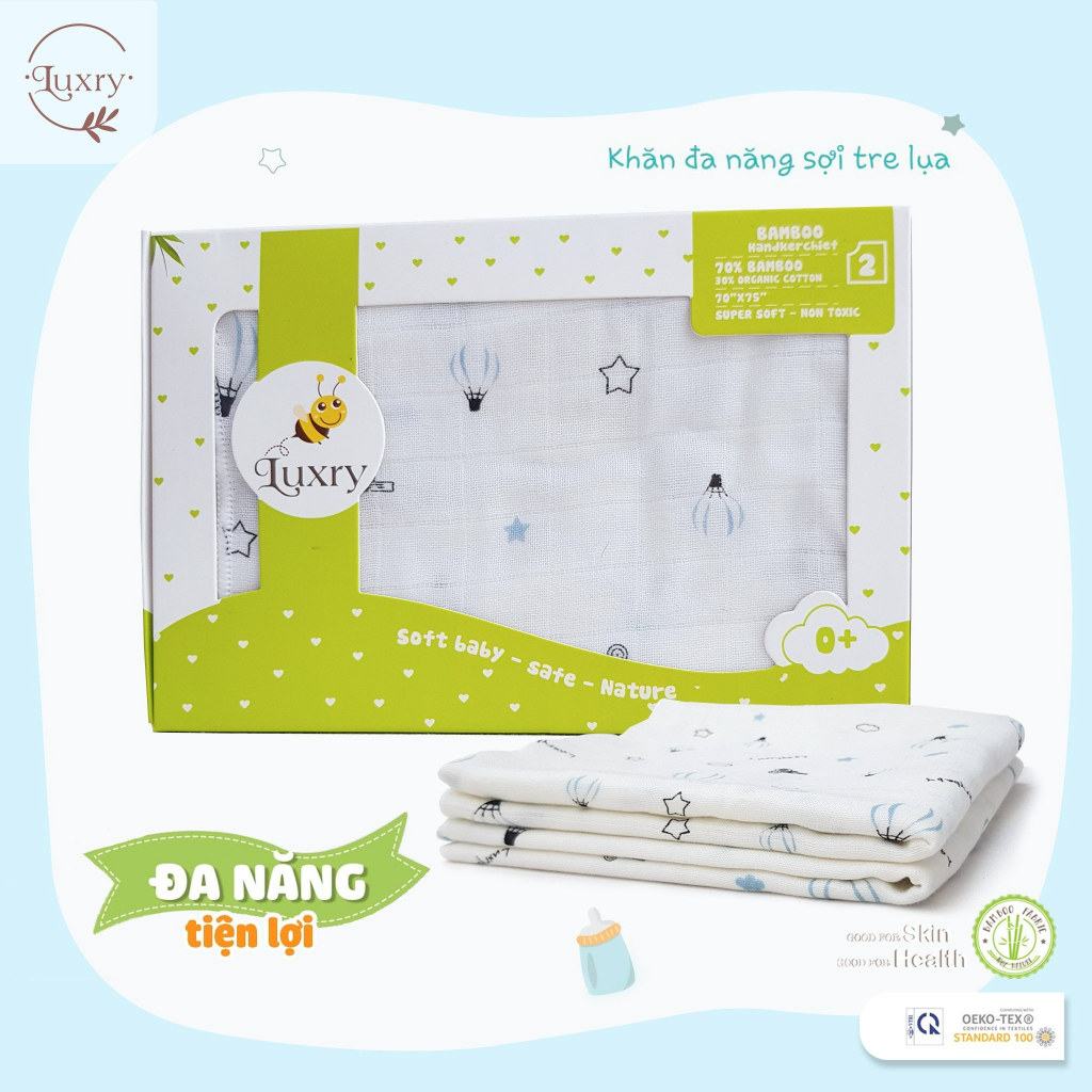 Khăn sữa, khăn đa năng từ vải sợi tre cao cấp Luxry cho trẻ sơ sinh và trẻ nhỏ