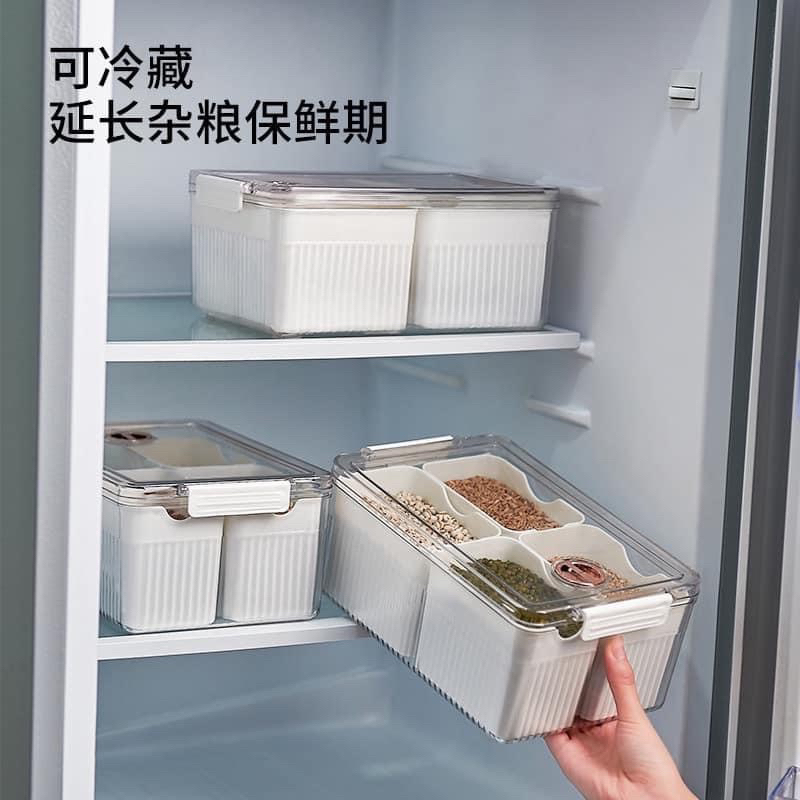 Hộp đựng thực phẩm 4 ngăn trong suốt đa năng kèm nắp đậy tiện lợi