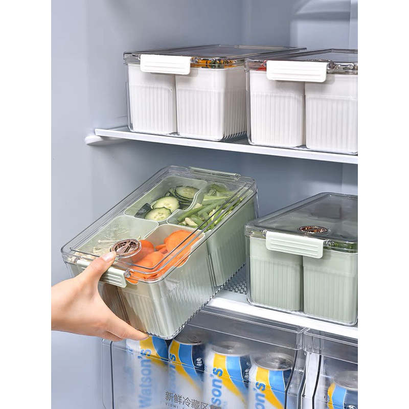 Hộp đựng thực phẩm 4 ngăn trong suốt đa năng kèm nắp đậy tiện lợi
