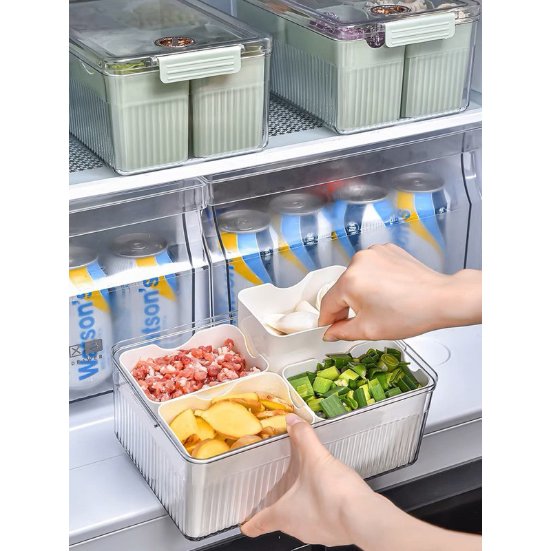 Hộp đựng thực phẩm 4 ngăn trong suốt đa năng kèm nắp đậy tiện lợi