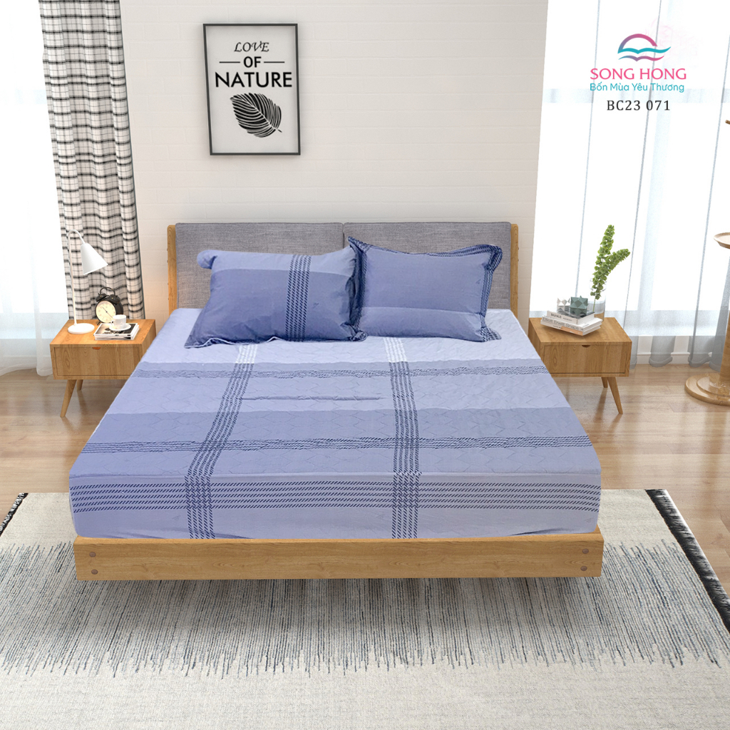 Bộ ga chun  1.8mx2m - Chất cotton - Hàng Sông Hồng chính hãng