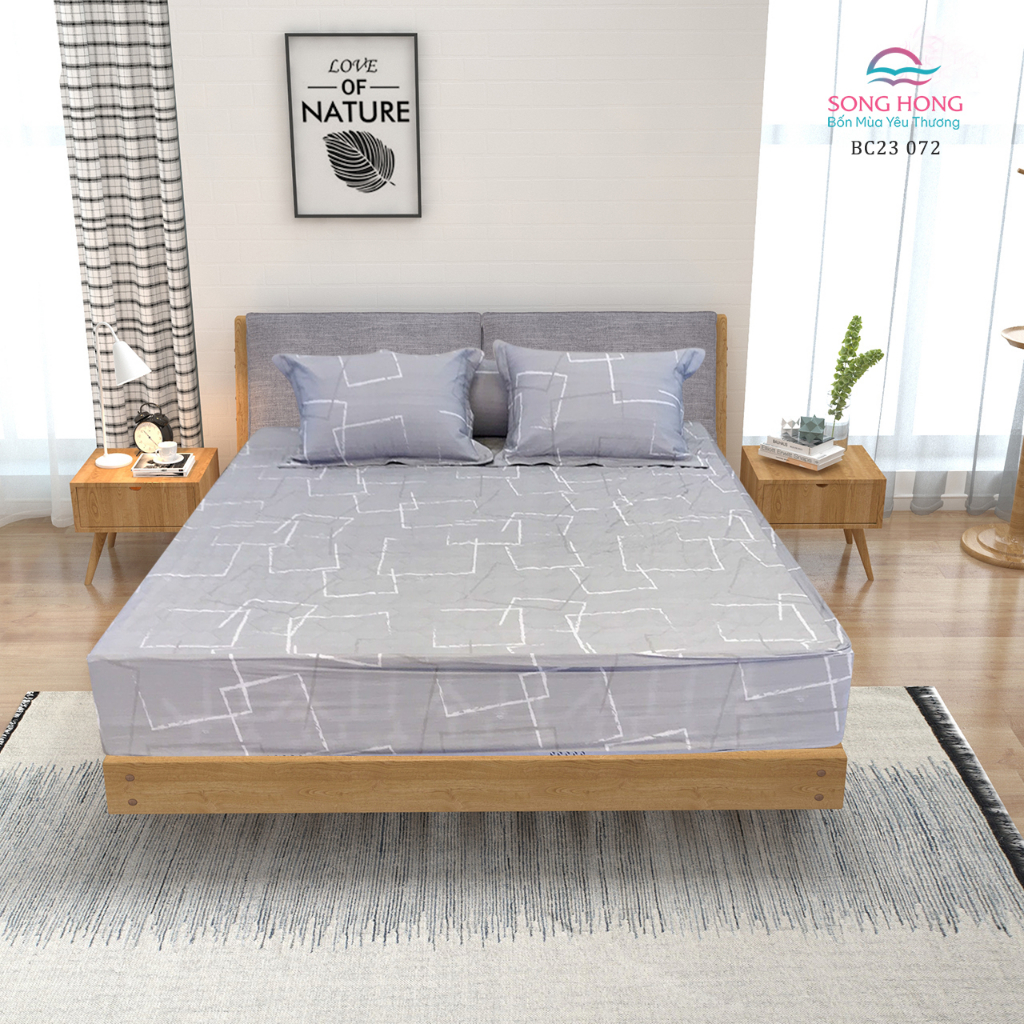 Bộ ga chun  1.8mx2m - Chất cotton - Hàng Sông Hồng chính hãng