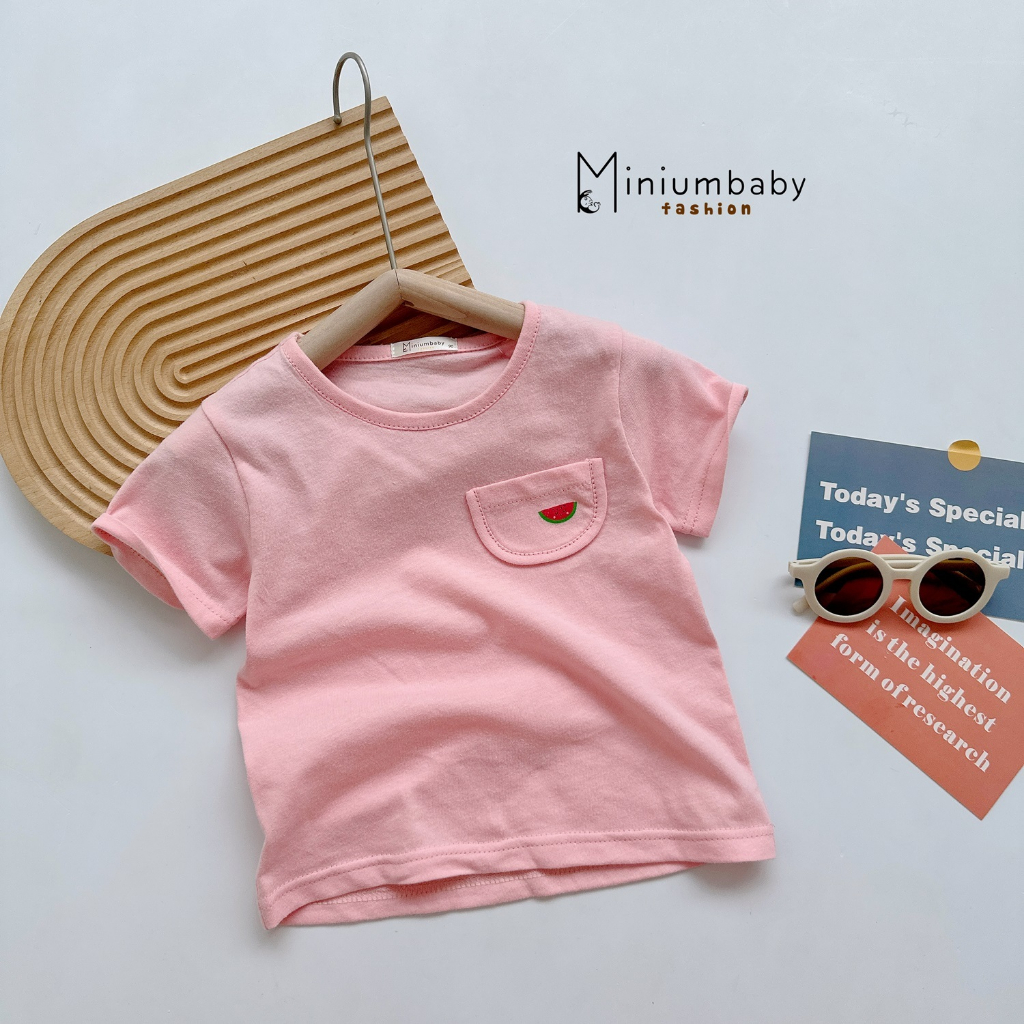 Áo phông ngắn tay cho bé gái, bé trai Miniumbaby chất liệu cotton thoáng mát - A1608