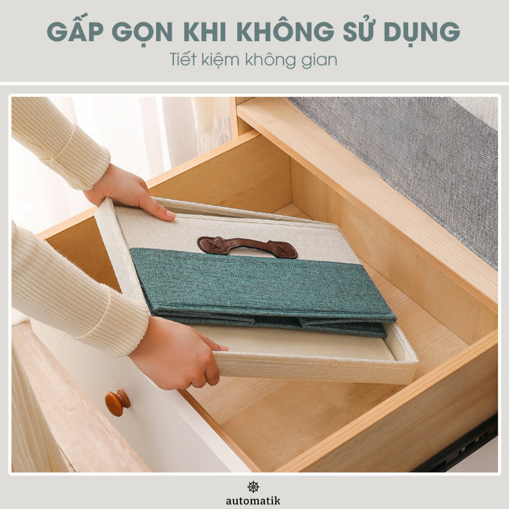 [NEW] Hộp Vải Đựng Quần Áo Đựng Chăn Mền Ga Gối Chống Bụi Đa Năng Hai Màu Có Nắp AUTOMATIK