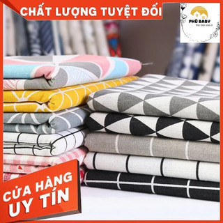 Rèm Khoen lỗ vải bố mộc- vải Canvas rèm vintage trang trí cửa sổ không cần khoan tường hoa văn Y857SA