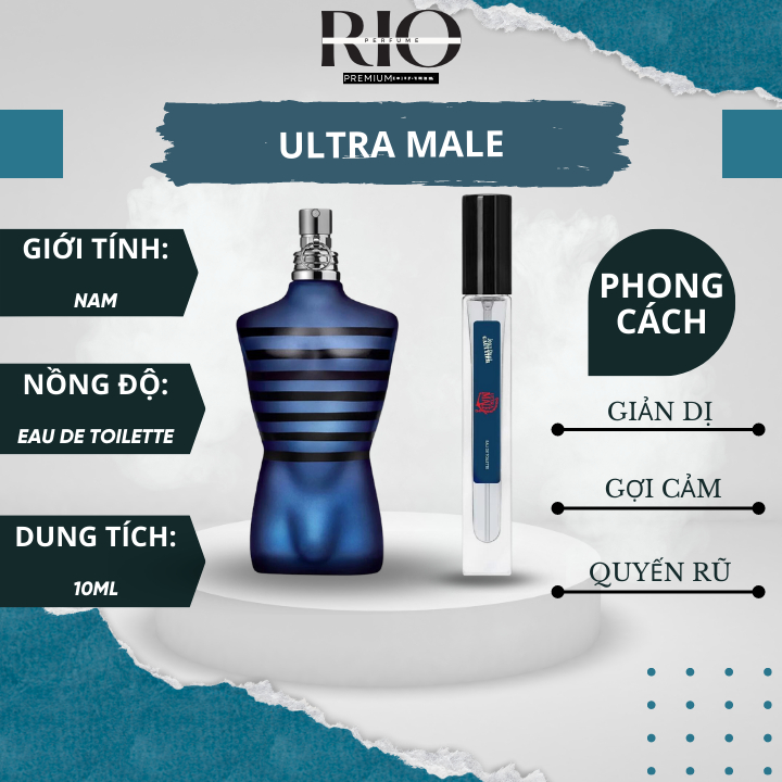 Nước hoa nam JPG Ultra Male Intense chiết 10ml mini chính hãng giản dị, gợi cảm, quyến rũ - rio.cop