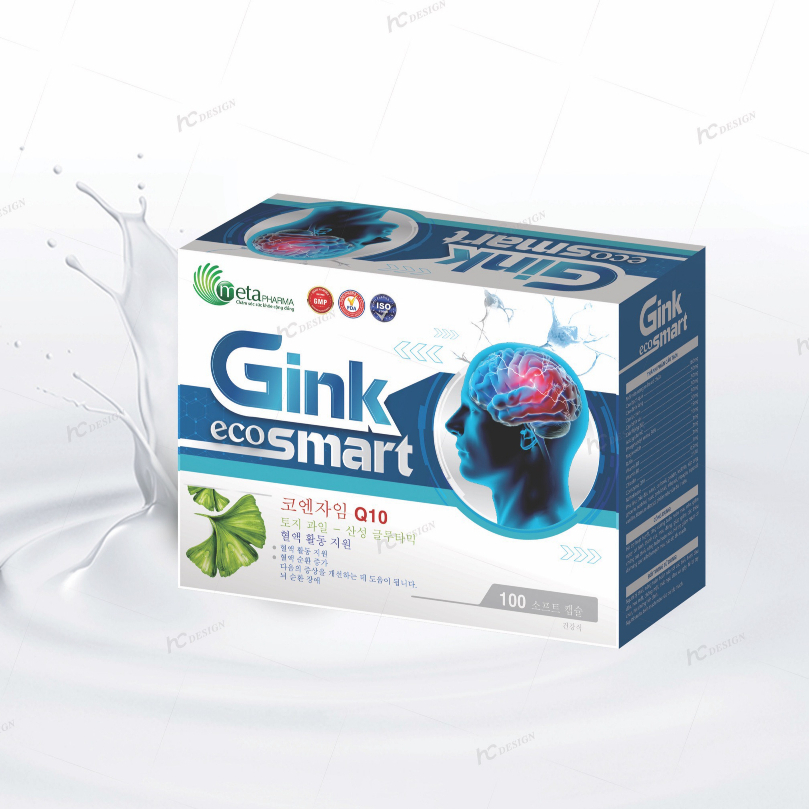 (META) Hoạt huyết dưỡng não GINK ECO SMART, Bổ não, tăng cường máu lên não, tăng cường trí nhớ (hộp 100 viên)