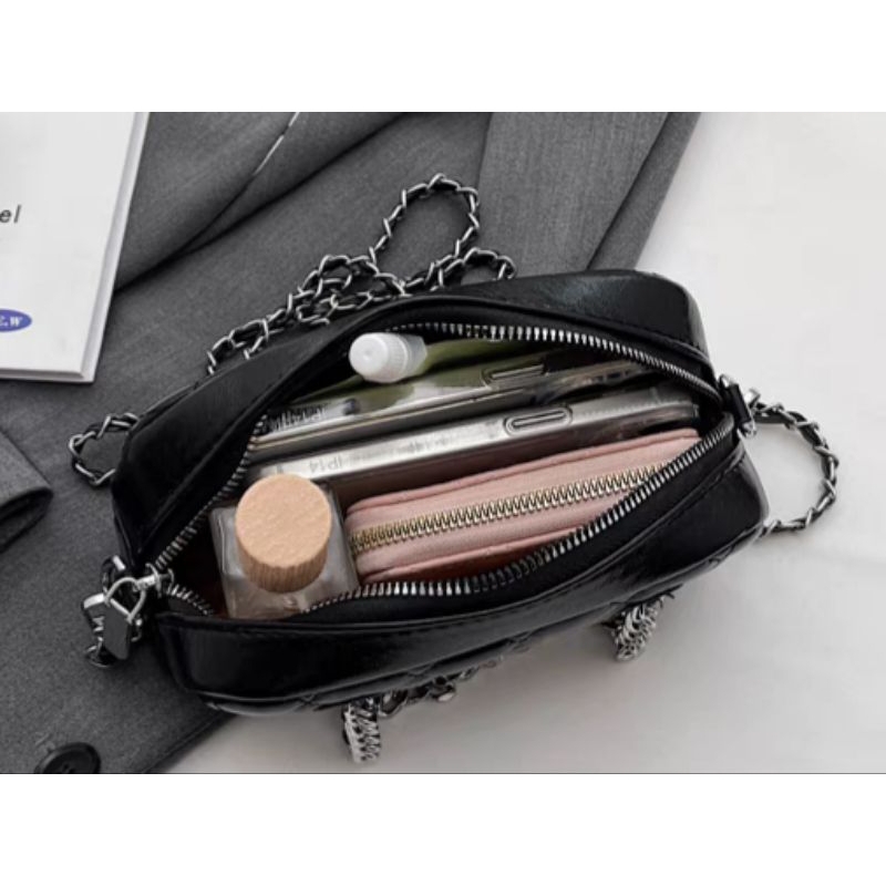 Túi xách túi đeo chéo phối xích phong cách nhập khẩu loại 1