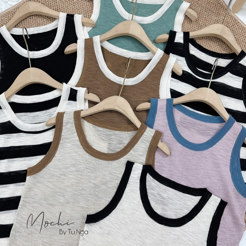 Siêu phẩm áo sát nách mongtoghi cổ viền - 8 màu len mỏng