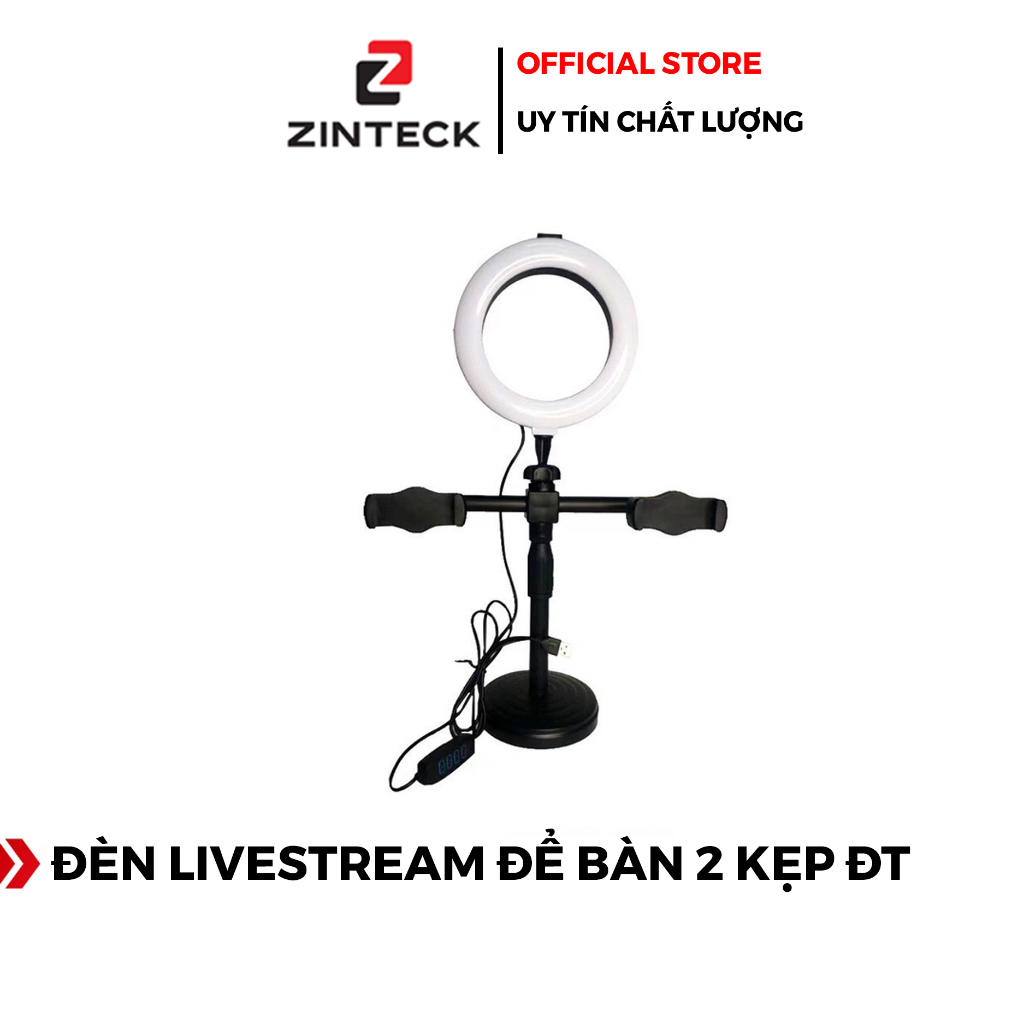 Đèn Livetream Để Bàn 2 Kẹp Điện Thoại - Có Đèn Hỗ Trợ - Livetream - Quay TikTok - Bán Hàng - Chính Hãng HD Design