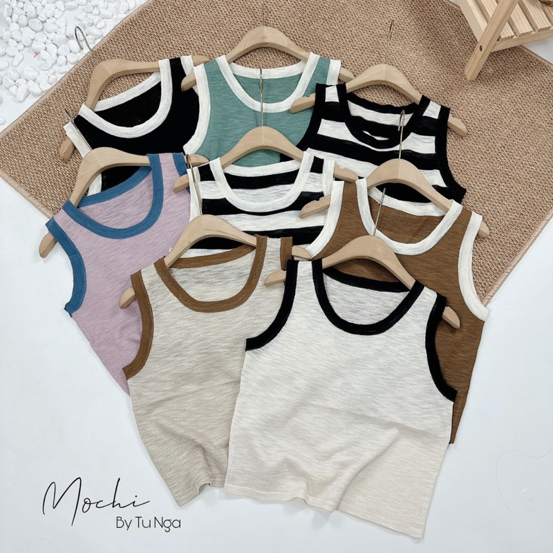 Siêu phẩm áo sát nách mongtoghi cổ viền - 8 màu len mỏng