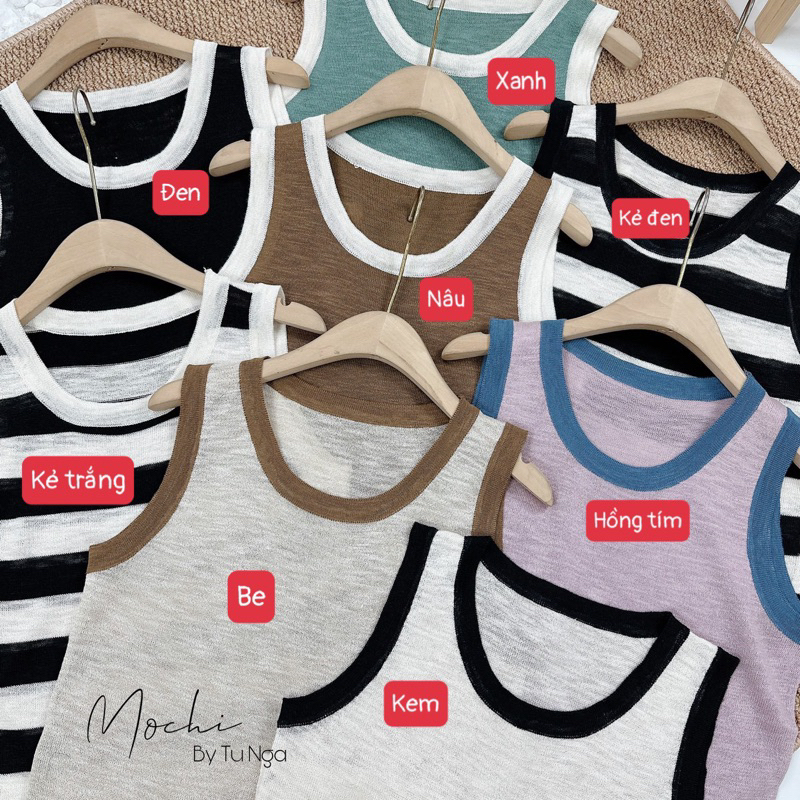 Siêu phẩm áo sát nách mongtoghi cổ viền - 8 màu len mỏng