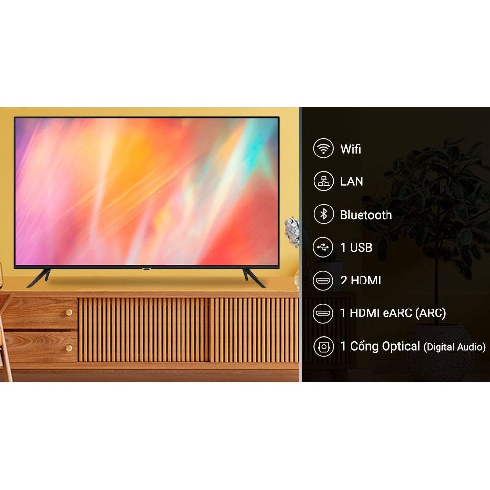 Smart Tivi Samsung 4K 65 inch 65AU7002 UHD viền siêu mỏng chính hãng