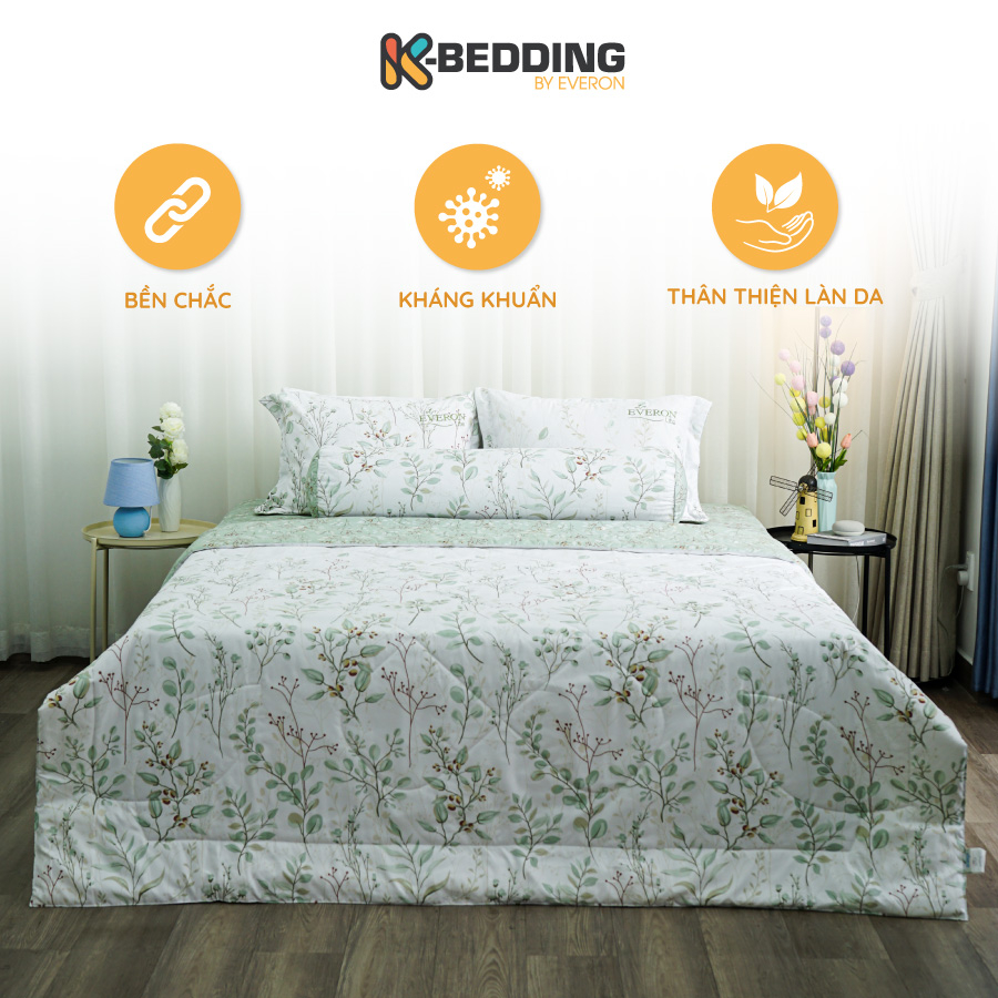 Bộ ga giường Everon Lite chất vải microfiber ELM 208 (4 món, không bao gồm chăn)
