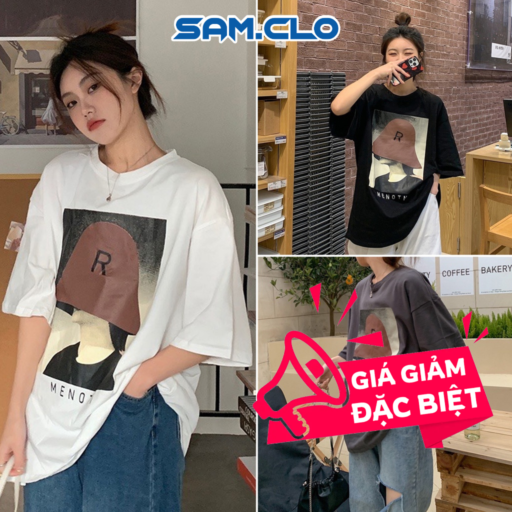 Áo phông tay lỡ nam nữ SAM CLO thun form rộng dáng Unisex - mặc cặp, nhóm, lớp in MENOTN