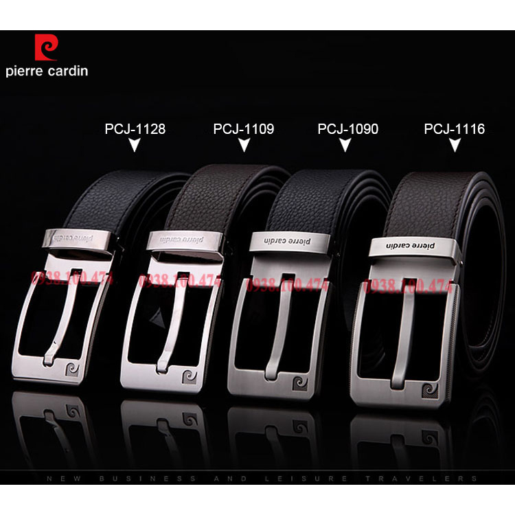 Thắt lưng khóa kim Pierre Cardin chính hãng mặt khóa sáng dây da bò màu nâu PCJ1109