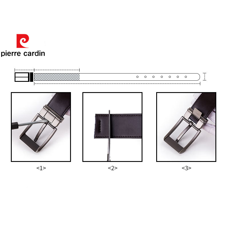 Thắt lưng khóa kim Pierre Cardin chính hãng mặt khóa sáng dây da bò màu nâu PCJ1109