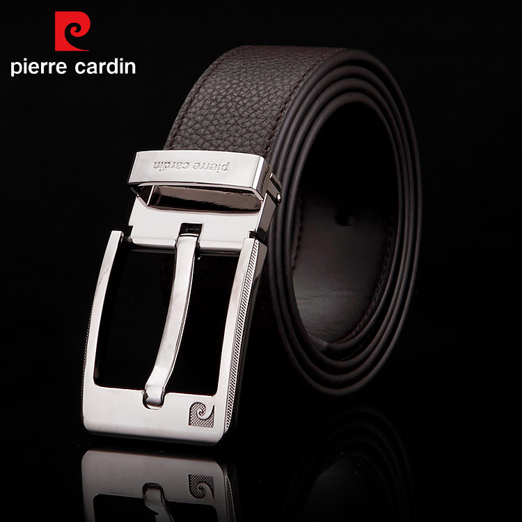 Thắt lưng khóa kim Pierre Cardin chính hãng mặt khóa sáng dây da bò màu nâu PCJ1109