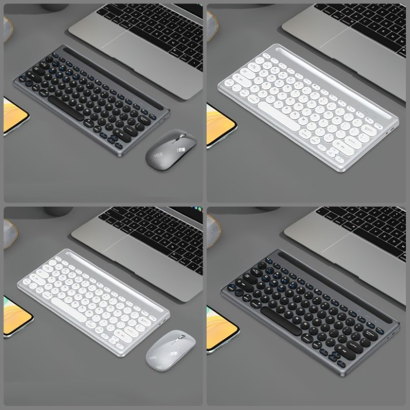 Bộ Bàn phím chuột không dây W609 có khe để điện thoại , máy tính bảng - kết nối bluetooth 5.0 + Usb 2.4g Pin sạc TypeC