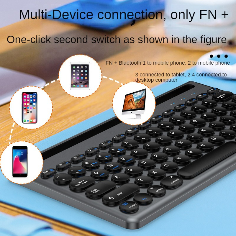 Bộ Bàn phím chuột không dây W609 có khe để điện thoại , máy tính bảng - kết nối bluetooth 5.0 + Usb 2.4g Pin sạc TypeC