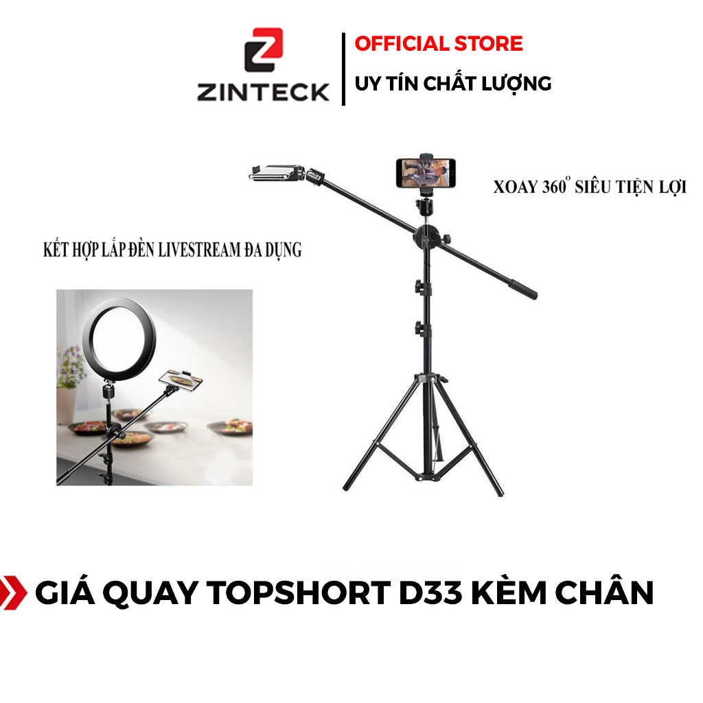 Giá Đỡ Quay Video Chụp Ảnh Topshot D33 Kèm Chân Đèn - Chắc Chắn - Tiện Lợi - Chính Hãng HD Design