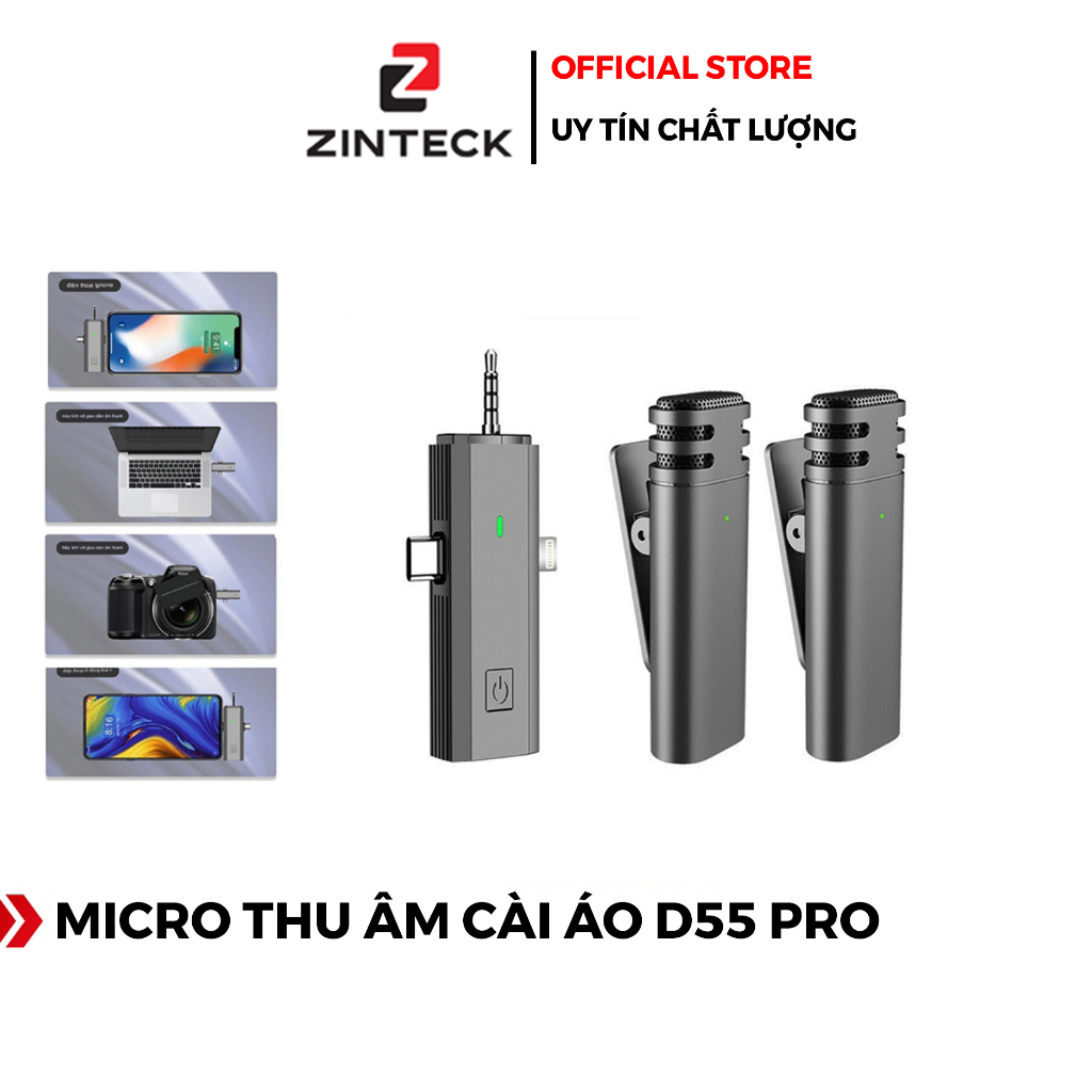 Micro Thu Âm Không Dây Cài Áo D55 Pro - 3 Cổng cắm Đa Năng - Lọc Âm Cực Tốt - Chính Hãng HD Design | BigBuy360 - bigbuy360.vn