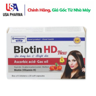 Biotin hd new hdpharma dầu gấc giúp đẹp sáng da, giảm rụng tóc - 100 viên
