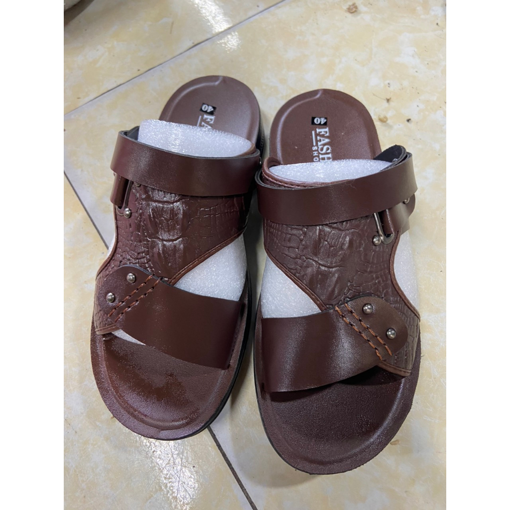 Dép da nam cao cấp Dập vân cá sấu CP5