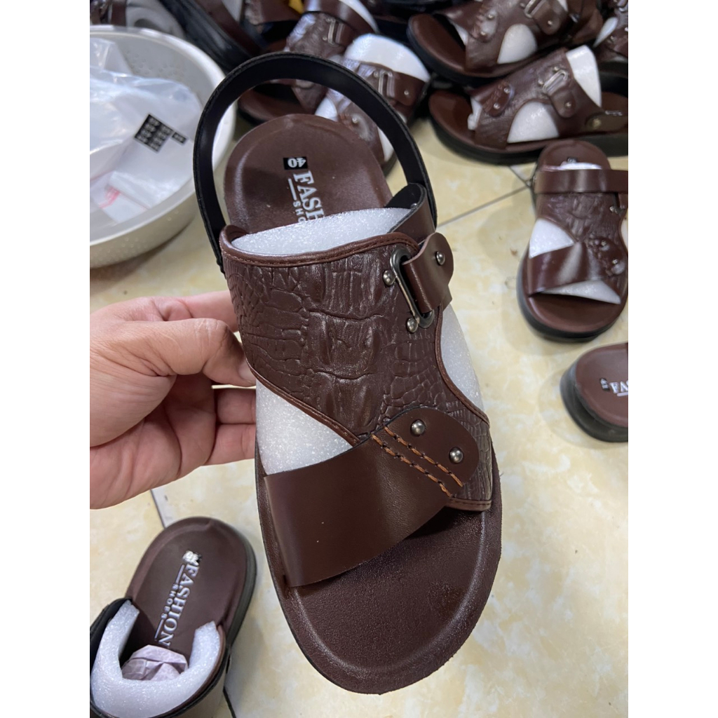 Dép da nam cao cấp Dập vân cá sấu CP5