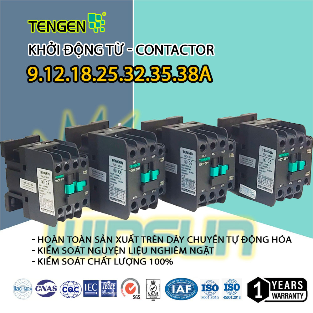 Khởi Động Từ - Contactor TENGEN 9/12/18/25/32/38 A (TENGEN TGC1)