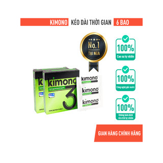 Bao Cao Su Kimono 0.03mm Green Kéo Dài Siêu Mỏng 6 Cái