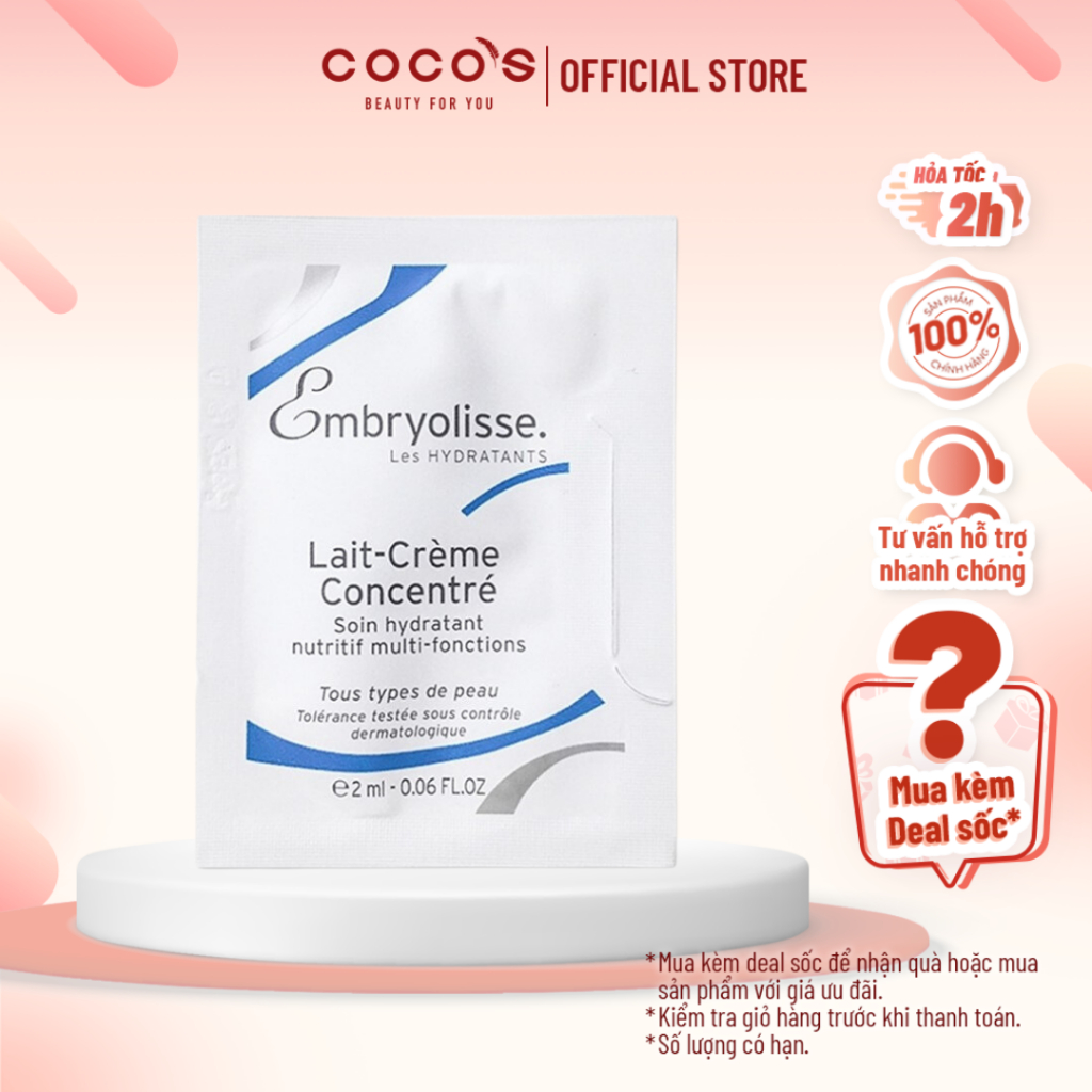 [Sample Size] Kem Dưỡng Ẩm, Sáng Bóng, Siêu Phục Hồi Da Embryolisse Lait Creme Concentre 2ml/gói