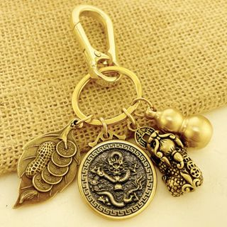 Móc khóa Tỳ Hưu phong thủy 12 con giáp, bầu tài lộc giữ của cải có móc móc treo quần