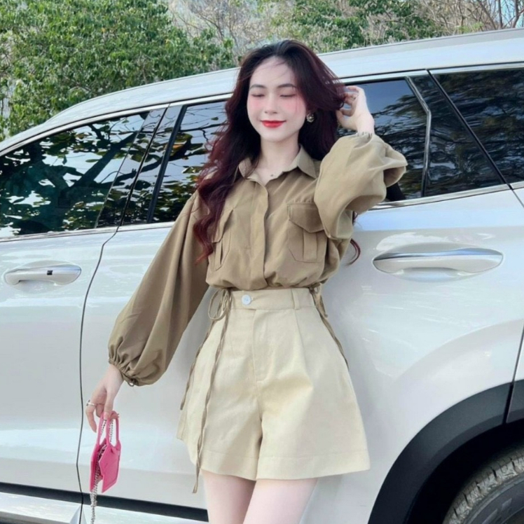 Sét Nữ SKP54 Áo Kate Quần Ford Thiết Kế Thắt Nơ Hai Bên Xinh Sắn Kiểu Dáng Trẻ Trung Thời Trang Đẹp Mắt