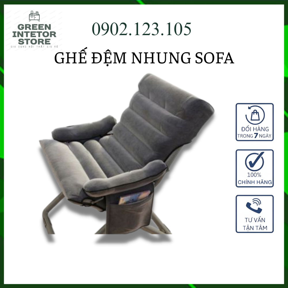 Ghế lười đệm nhung sofa đọc sách, ghế có gác chân, ghế thư giãn đọc sách - RE0676