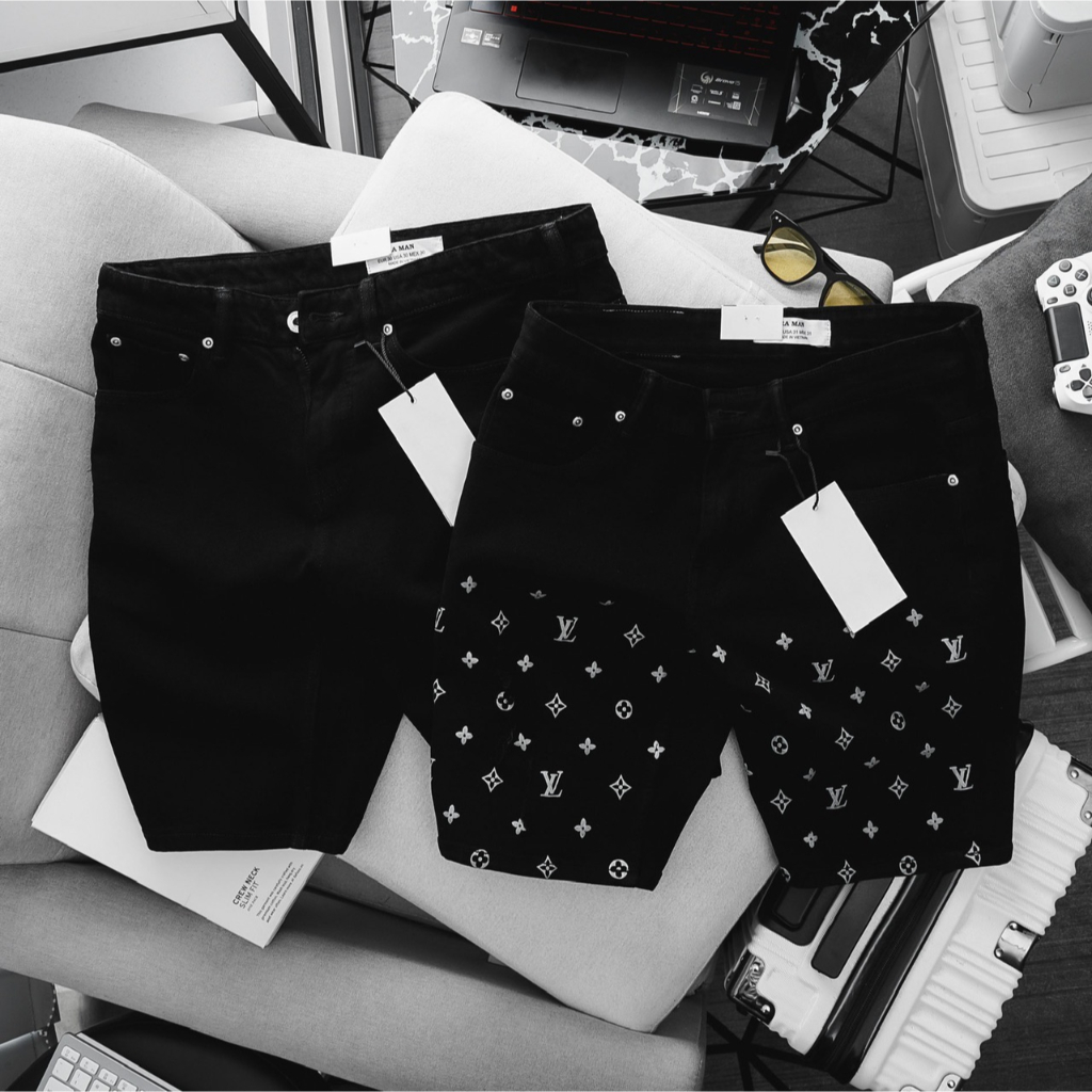 Quần Short Bò Nam Bigsize màu đen hàng xuất khẩu chất Jean co giãn ôm dáng bền màu