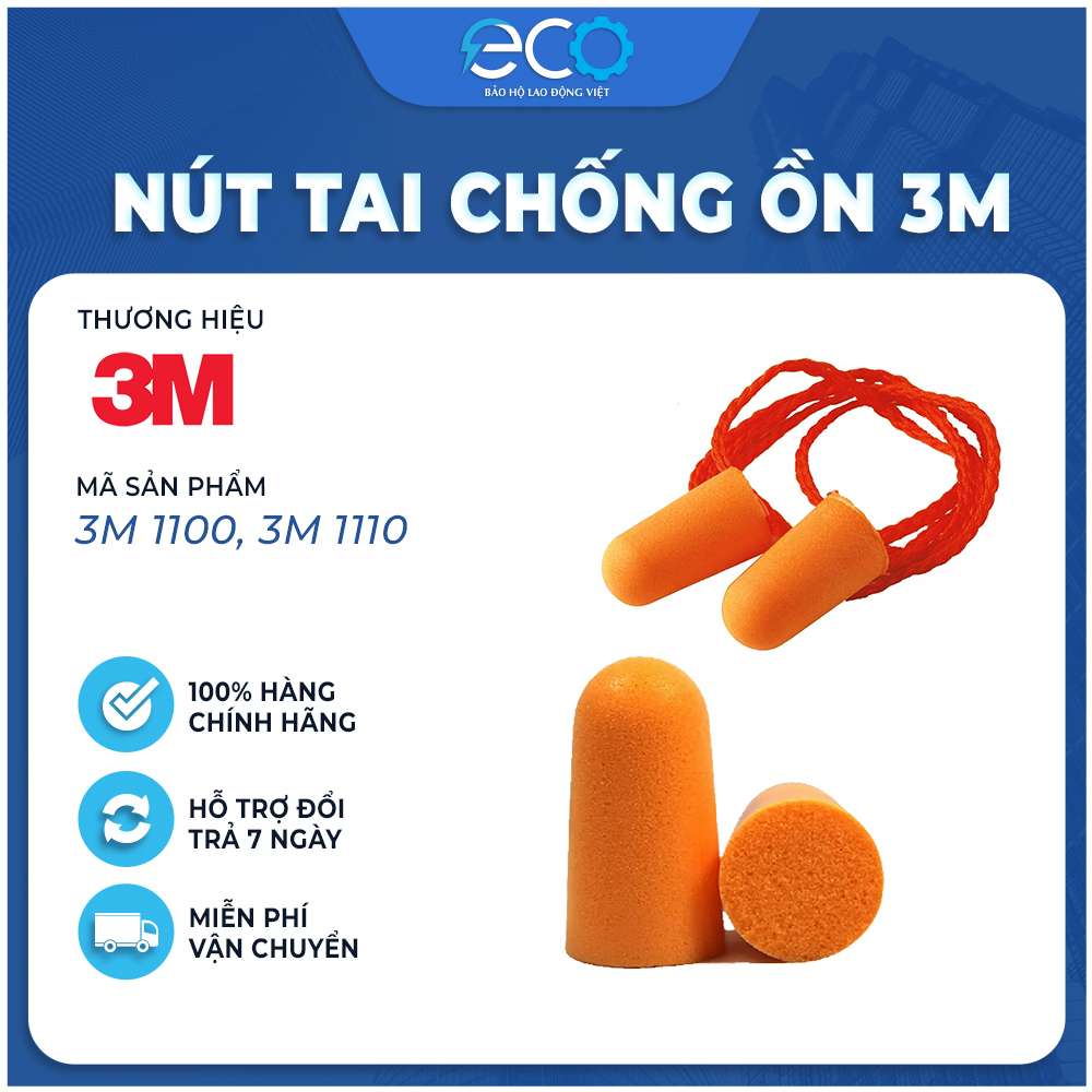 Nút tai chống ồn dạng bọt xốp 3M  giảm tiếng ồn 29dB, hàng chính hãng 3M