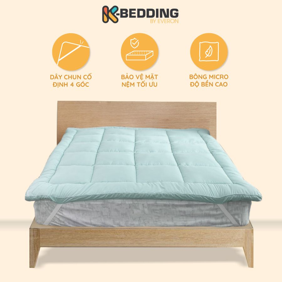 Topper nệm K-Bedding By Everon và Everon Lite chất liệu microfiber mềm mịn kháng khuẩn, dày 5cm - Giao màu ngẫu nhiên