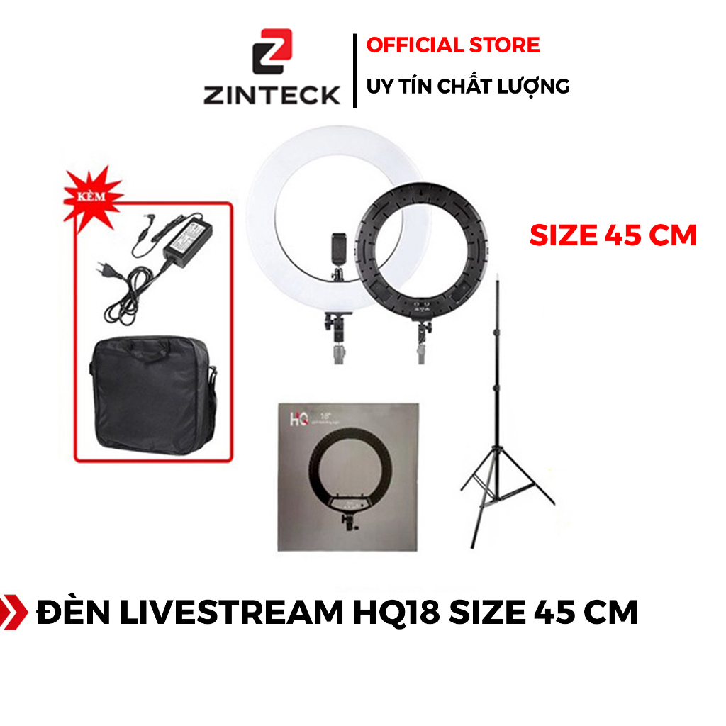 Đèn Livestream HQ18 - 45CM 1 Kẹp Kèm Chân Linco 2m1, Hỗ Trợ Quay Tiktok - Make up -Livestream - Chính Hãng HD Design