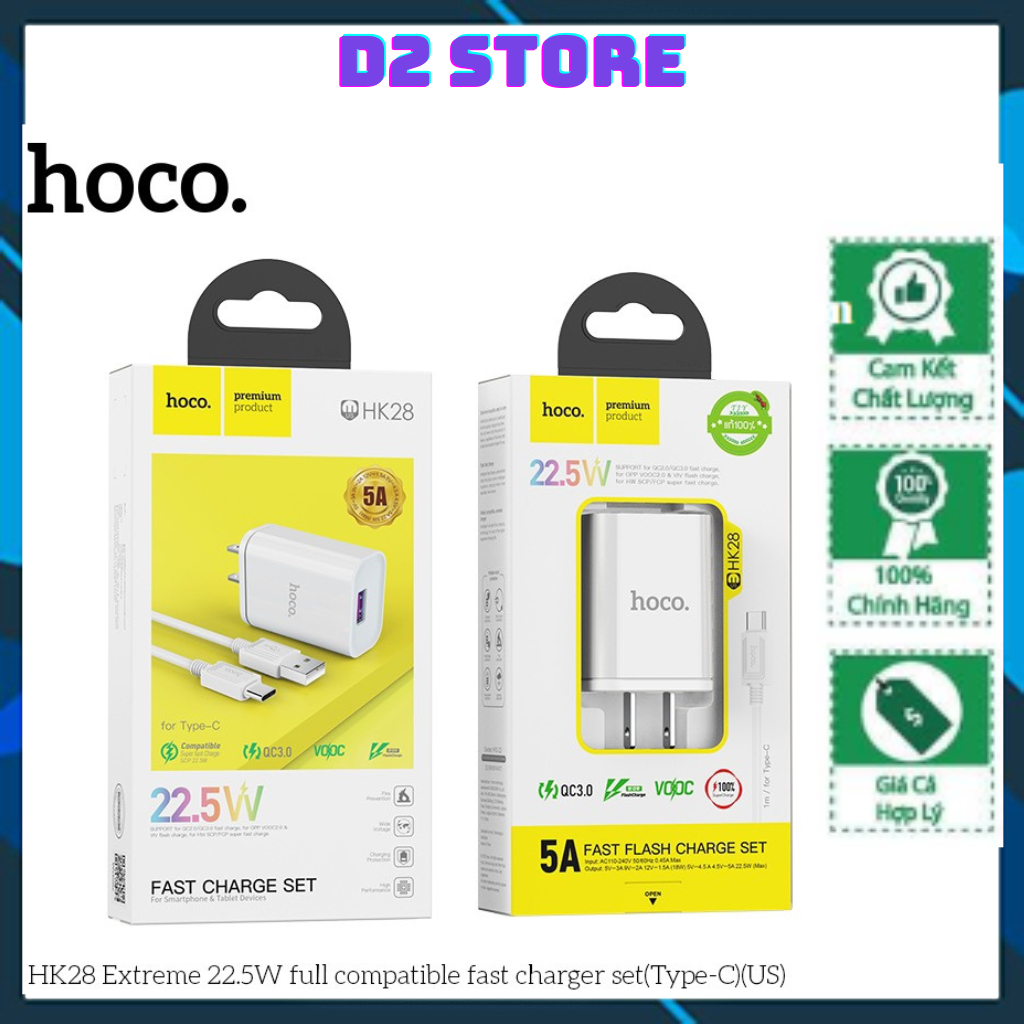Bộ Sạc HK28 - 22.5w - 5A Sạc Nhanh,An Toàn Cho Các Dòng Điện Thoại Hiện Nay-D2 Store