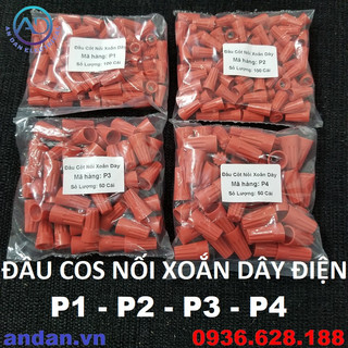 Đầu cos nối xoắn dây p1 p2 p3 p4, đầu nối dây ốc xoắn, chụp xoắn đấu nối dây điện nhanh p1/p2/p3/p4