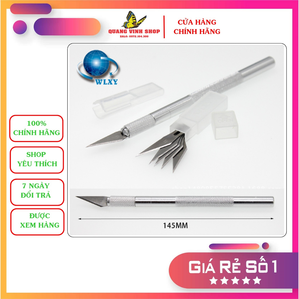 Dao cắt bột nail chuyên dụng -dao cắt bột nail inox tặng kèm 5 lưỡi dao thay thế