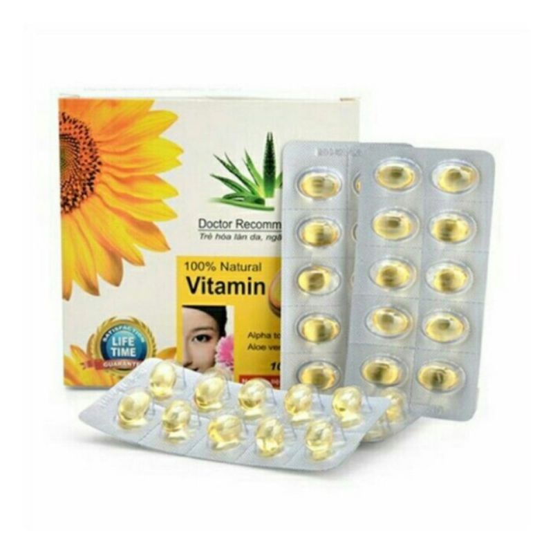 Viên uống Vitamin E 400 giúp làm đẹp da, làm chậm quá trình lão hóa, mượt tóc, giảm rụng tóc hộp 100 viên ngochuyenpharm